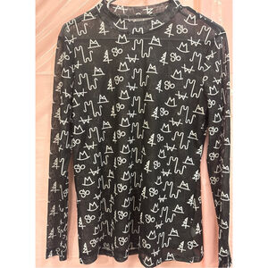 Women's MidWestern Merch Long Sleeve Sheer Tee Black & White